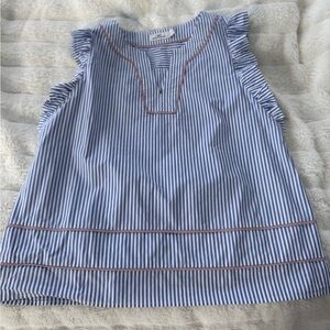 Vineyard Vines Blue Striped Blouse with Red Accents